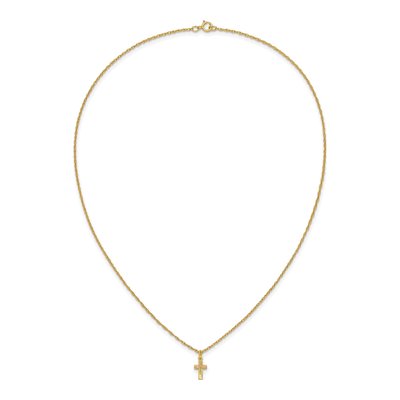 10K Tri-Color Gold Black Hills Leaves Cross Pendant Necklace – view 6