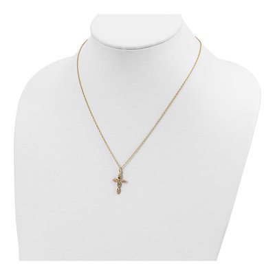 10K Tri-Color Gold Black Hills Grapes Leaves Cross Pendant Necklace – view 4