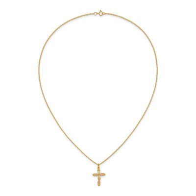 10K Tri-Color Gold Black Hills Grapes Leaves Cross Pendant Necklace – view 5