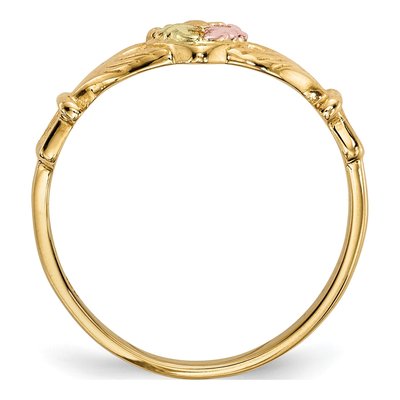 10K Tri-Color Gold Black Hills Claddagh Ring – view 3