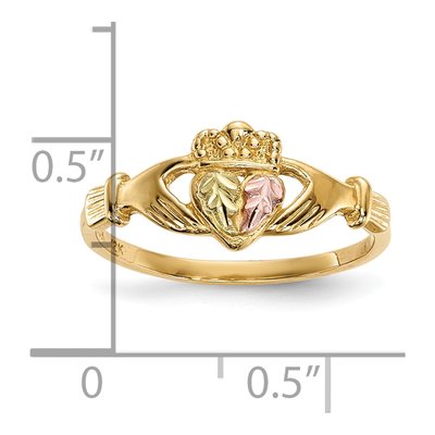 10K Tri-Color Gold Black Hills Claddagh Ring – view 6