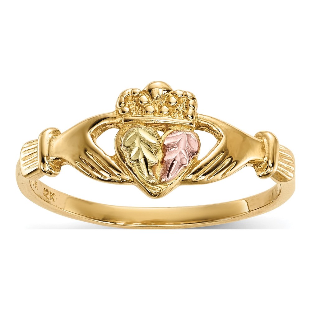 10K Tri-Color Gold Black Hills Claddagh Ring