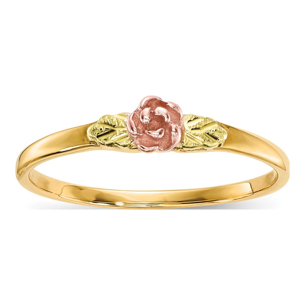 10K Tri-Color Gold Black Hills Leaves Ring