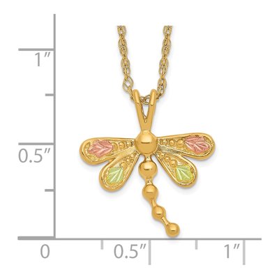 10K Tri-Color Gold Black Hills Dragonfly Pendant Necklace – view 4