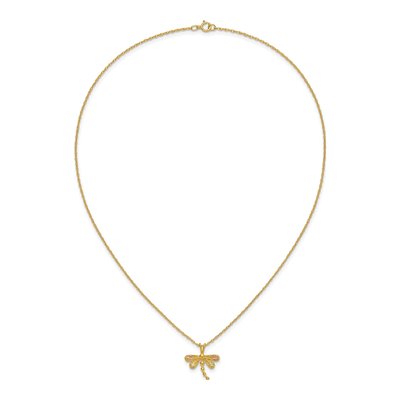 10K Tri-Color Gold Black Hills Dragonfly Pendant Necklace – view 6