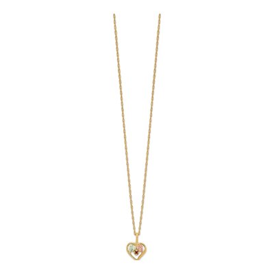 10K Tri-Color Gold Garnet Hills Heart Pendant Necklace – view 3