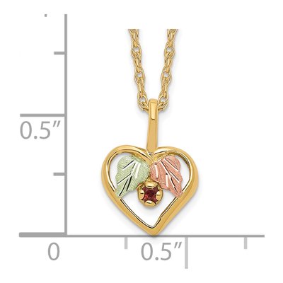 10K Tri-Color Gold Garnet Hills Heart Pendant Necklace – view 4