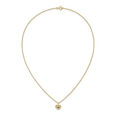 10K Tri-Color Gold Garnet Hills Heart Pendant Necklace – view 6