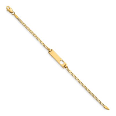 10K Yellow Gold Curb Link Heart ID Bracelet – view 2
