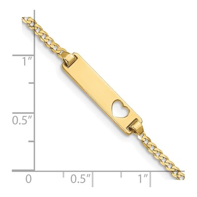 10K Yellow Gold Curb Link Heart ID Bracelet – view 3