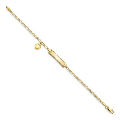 10K Yellow Gold Puffed Heart Baby ID Bracelet – view 2