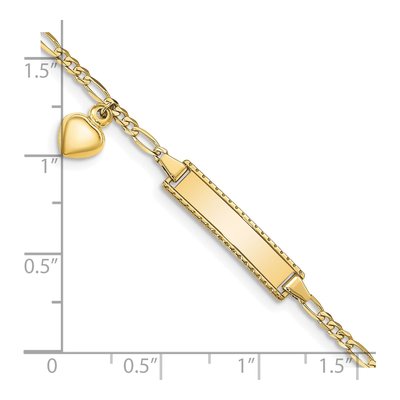 10K Yellow Gold Puffed Heart Baby ID Bracelet – view 3