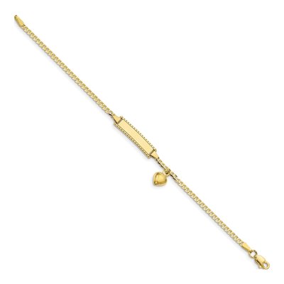 10K Yellow Gold Puffed Heart ID Bracelet – view 2
