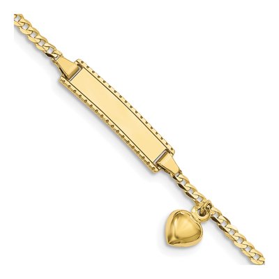 10K Yellow Gold Puffed Heart ID Bracelet