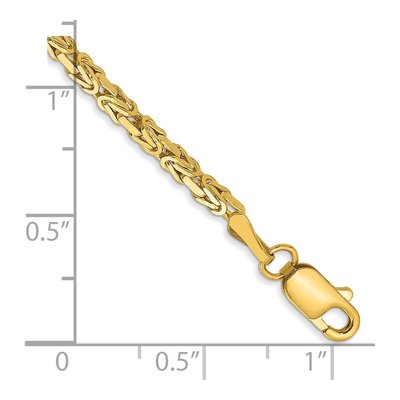 10K Yellow Gold 2mm Handmade Byzantine Chain Bracelet – view 2