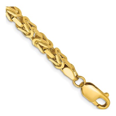 10K Yellow Gold 4mm Handmade Byzantine Chain Bracelet