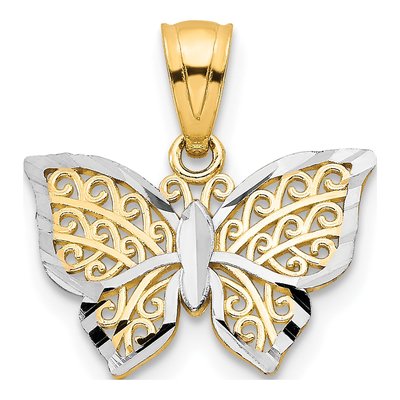 10K Yellow Gold Filigree Butterfly Charm
