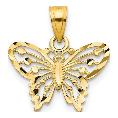 10K Yellow Gold Diamond-Cut Butterfly Charm