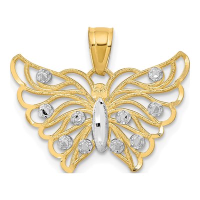 10K Yellow Gold Diamond-Cut Butterfly Pendant