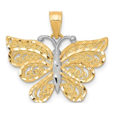 10K Yellow Gold Filigree Butterfly Pendant