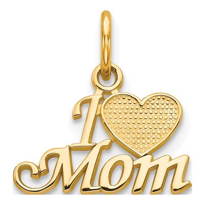 10K Yellow Gold I Heart MOM Pendant