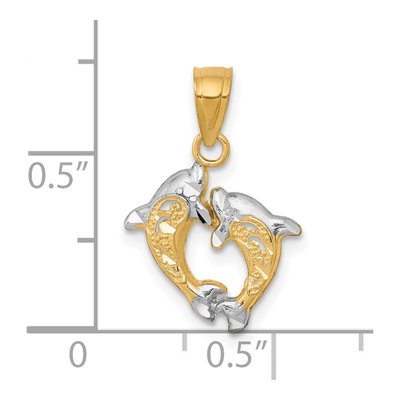 10K Yellow Gold Two Dolphins Charm – view 4