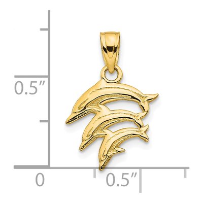 10K Yellow Gold Triple Dolphins Pendant – view 4