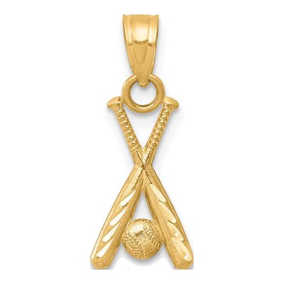 10K Yellow Gold Baseball Pendant