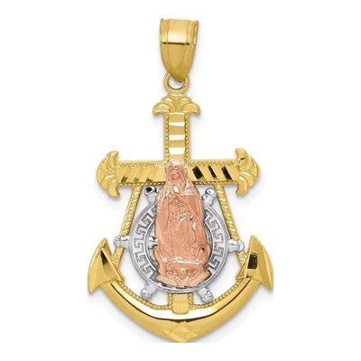 10K Two-Tone Gold Mariner Blessed Mother Pendant