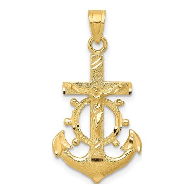 10K Yellow Gold Mariners Crucifix Pendant