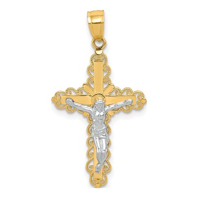 10K Yellow Gold Filigree Crucifix Pendant