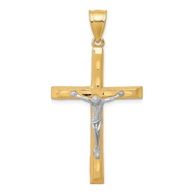 10K Yellow Gold Diamond-Cut Crucifix Pendant
