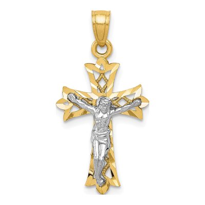 10K Yellow Gold Filigree Crucifix Pendant