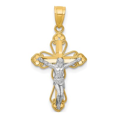 10K Yellow Gold Filigree Crucifix Pendant