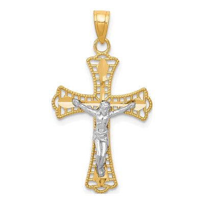 10K Yellow Gold Diamond-Cut Crucifix Pendant