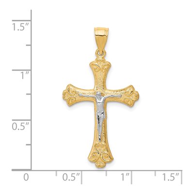 10K Yellow Gold Fleur de Lis Crucifix Pendant – view 4