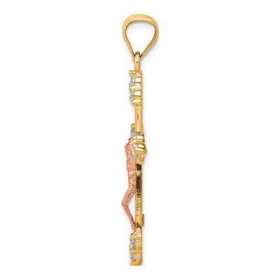 10K Two-Tone Gold CZ Crucifix Pendant – view 3