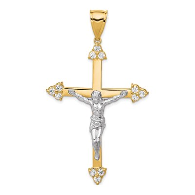 10K Yellow Gold CZ Crucifix Pendant