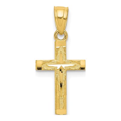 10K Yellow Gold Diamond-Cut Cross Pendant
