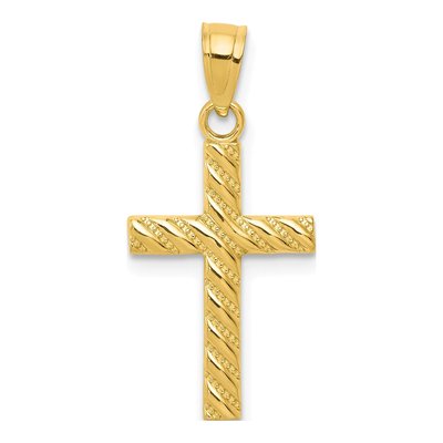 10K Yellow Gold Textured Cross Pendant