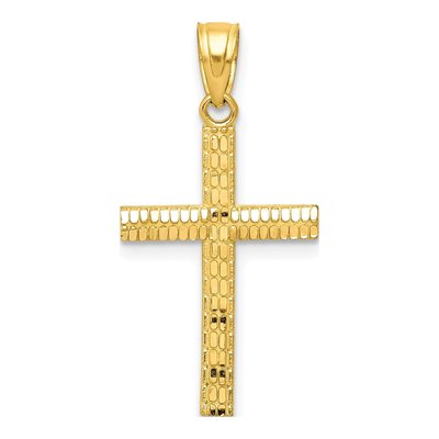 10K Yellow Gold Diamond-Cut Cross Pendant