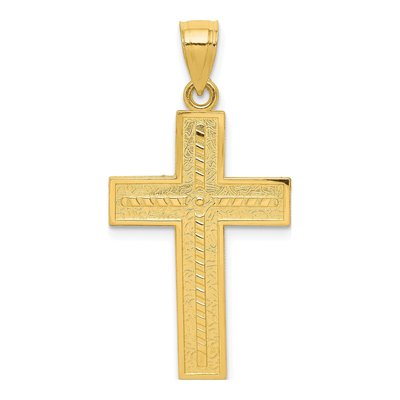 10K Yellow Gold Textured Cross Pendant
