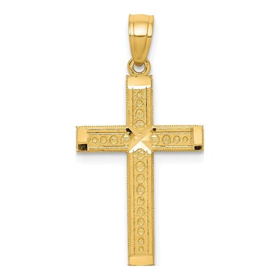 10K Yellow Gold Diamond-Cut Cross Pendant