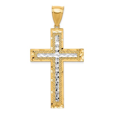 10K Yellow Gold Diamond-Cut Cross Pendant