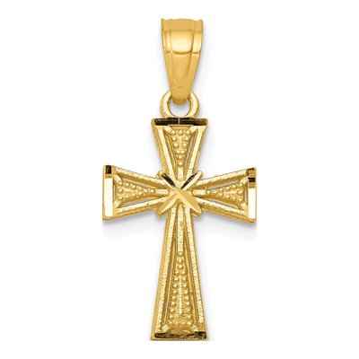 10K Yellow Gold Textured Cross Pendant