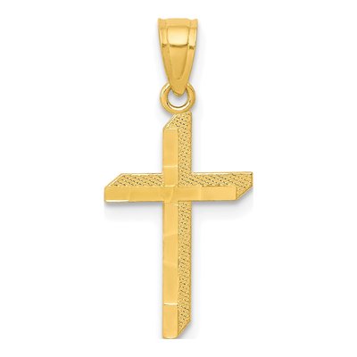 10K Yellow Gold Diamond-Cut Cross Pendant