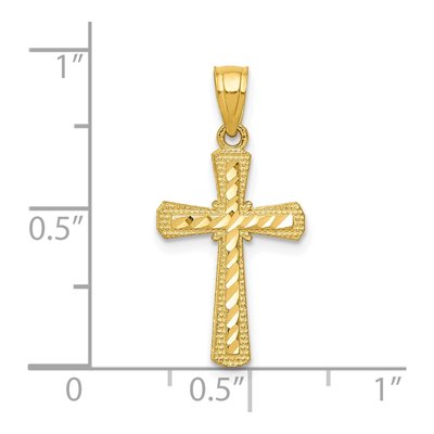 10K Yellow Gold Diamond-Cut Cross Pendant – view 4