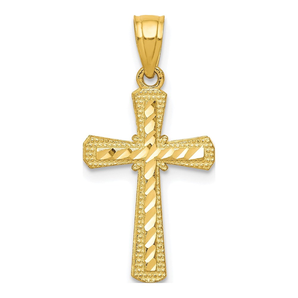 10K Yellow Gold Diamond-Cut Cross Pendant