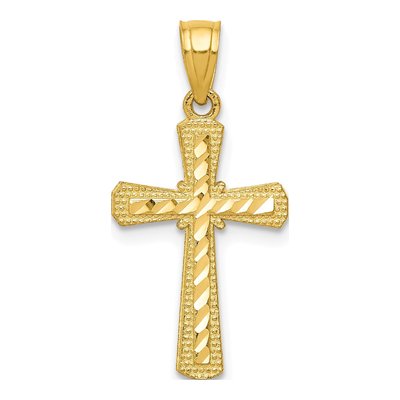 10K Yellow Gold Diamond-Cut Cross Pendant