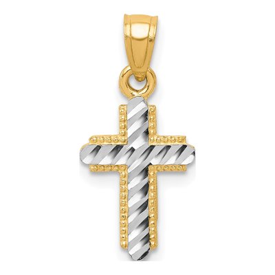 10K Yellow Gold Diamond-Cut Cross Pendant